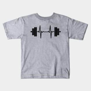 Barbell Heartbeat Black Kids T-Shirt